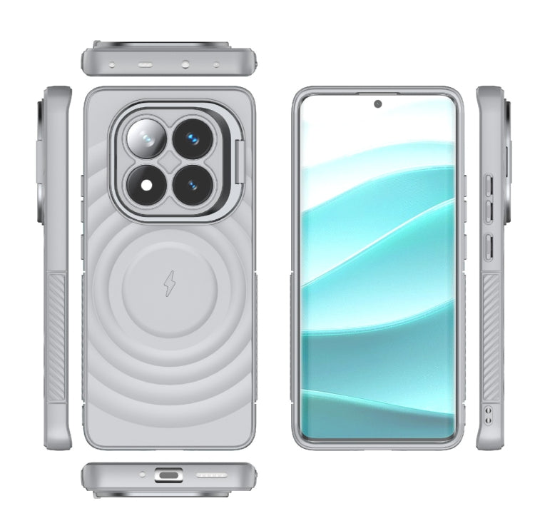 For Redmi Note 14 Pro 5G Lens Frame Bracket Corrugated MagSafe Phone Case