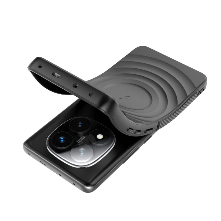 For Redmi Note 14 Pro 5G Lens Frame Bracket Corrugated MagSafe Phone Case