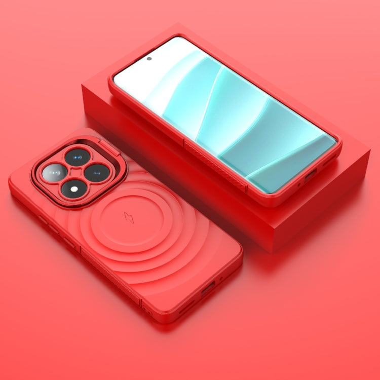 For Redmi Note 14 Pro 5G Lens Frame Bracket Corrugated MagSafe Phone Case