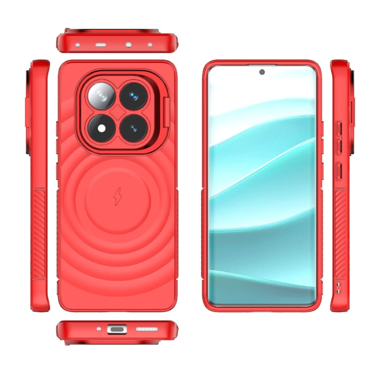 For Redmi Note 14 Pro 5G Lens Frame Bracket Corrugated MagSafe Phone Case