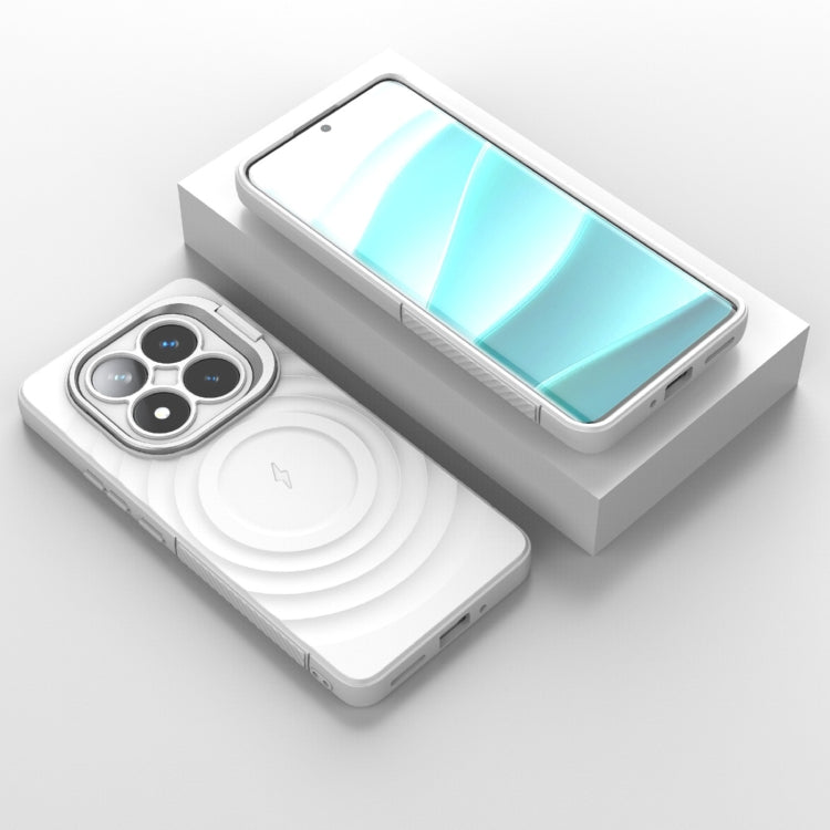 For Redmi Note 14 Pro 5G Lens Frame Bracket Corrugated MagSafe Phone Case