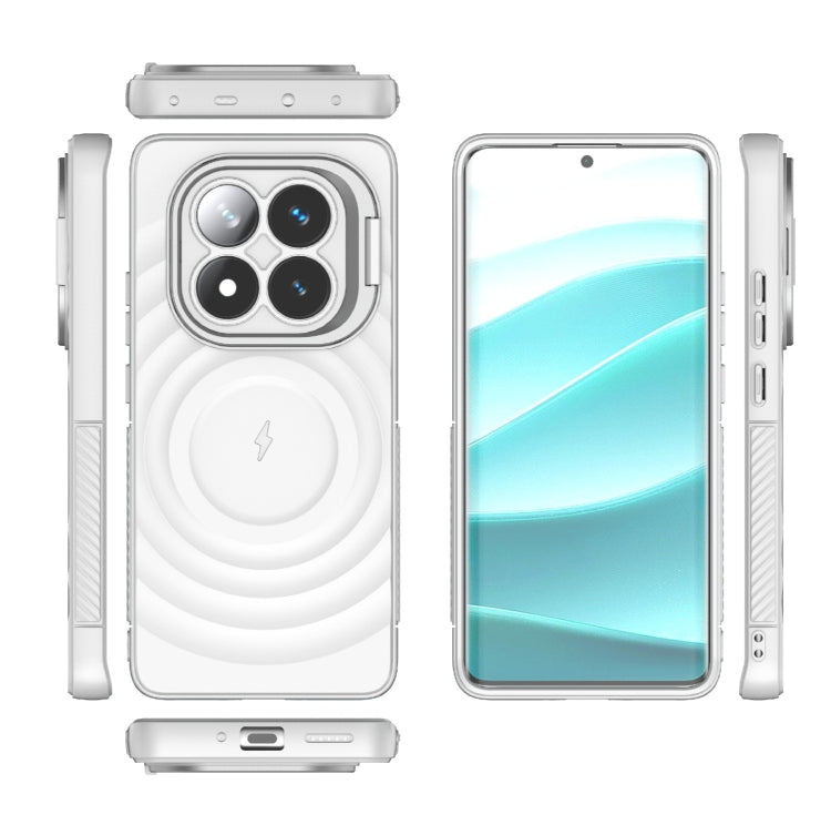 For Redmi Note 14 Pro 5G Lens Frame Bracket Corrugated MagSafe Phone Case