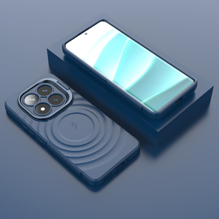 For Redmi Note 14 Pro 5G Lens Frame Bracket Corrugated MagSafe Phone Case