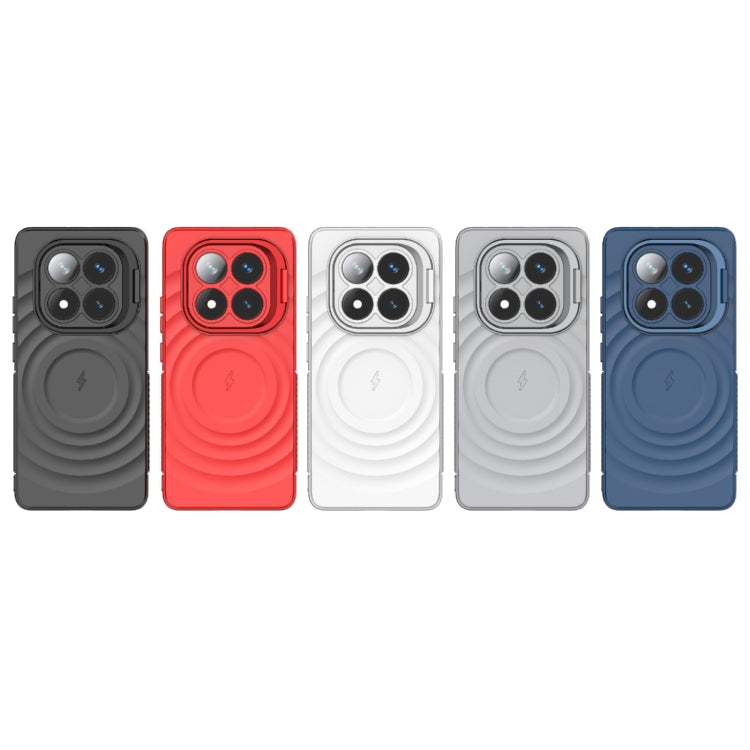For Redmi Note 14 Pro 5G Lens Frame Bracket Corrugated MagSafe Phone Case