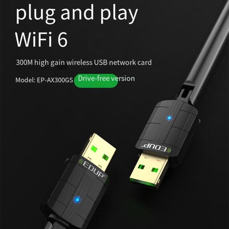 EDUP EP-AX300GS 300Mbps WiFi 6 Nano Wireless Dongle Single Band USB WiFi Adapter - Black