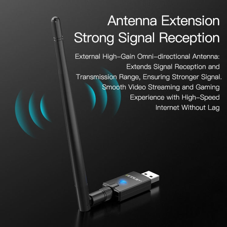 EDUP EP-AX900 900Mbps WiFi 6 Bluetooth 5.3 Dual-Band USB Wireless WiFi Adapter - Black