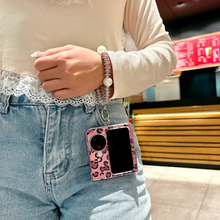 For vivo X Flip Feather Leopard Pattern Integrated Phone Case with Bracelet