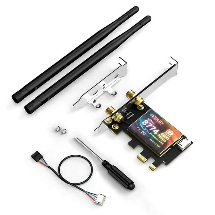 EDUP EP-BE9715 8774Mbps WiFi 7 Bluetooth 5.4 Tri-Band PCI-E WiFi Adapter Wireless Network Card - Black