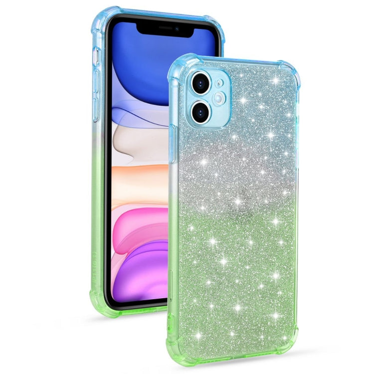 For iPhone 11 Gradient Glitter Powder Shockproof TPU Protective Case