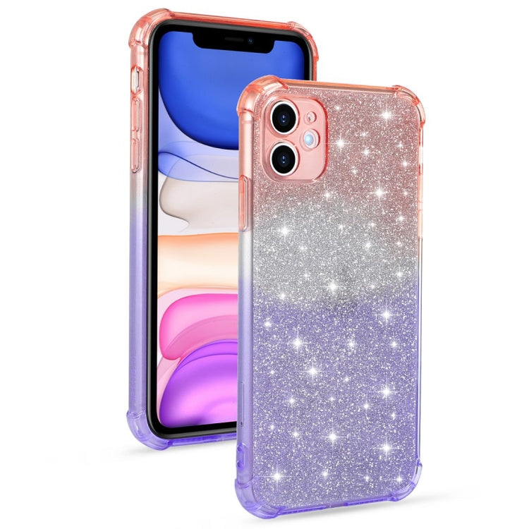 For iPhone 11 Gradient Glitter Powder Shockproof TPU Protective Case