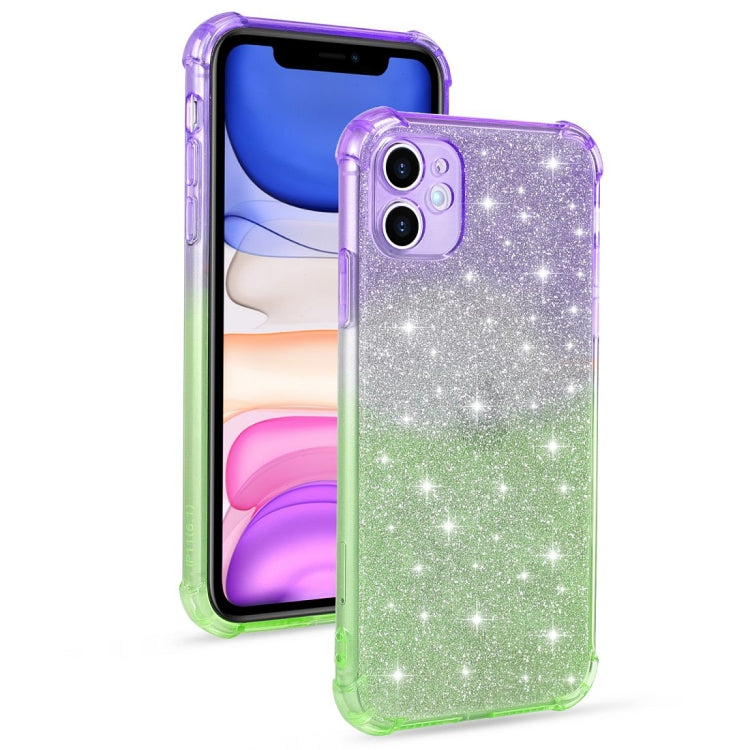 For iPhone 11 Pro Gradient Glitter Powder Shockproof TPU Protective Case
