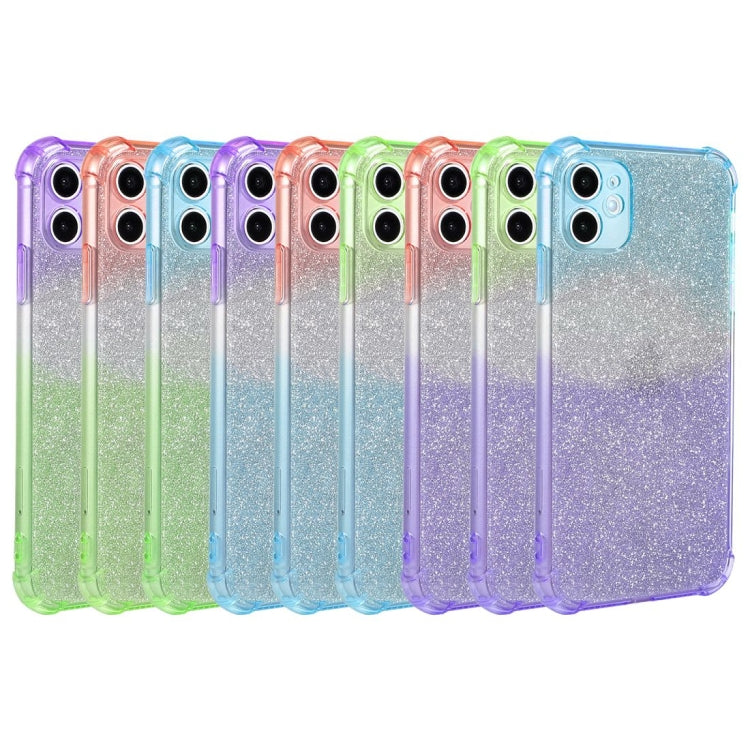 For iPhone 11 Pro Gradient Glitter Powder Shockproof TPU Protective Case