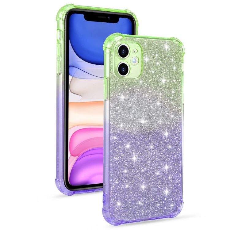 For iPhone 11 Pro Gradient Glitter Powder Shockproof TPU Protective Case