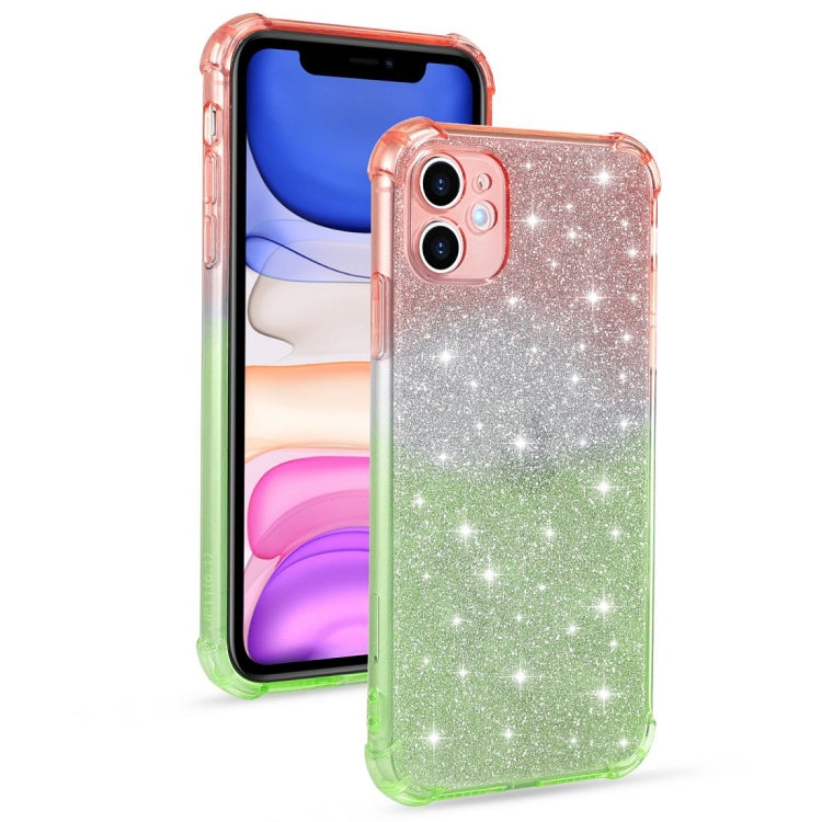 For iPhone 11 Pro Max Gradient Glitter Powder Shockproof TPU Protective Case