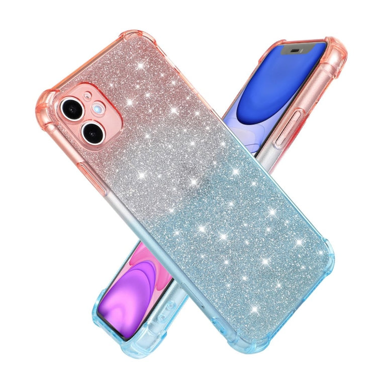 For iPhone 11 Pro Max Gradient Glitter Powder Shockproof TPU Protective Case