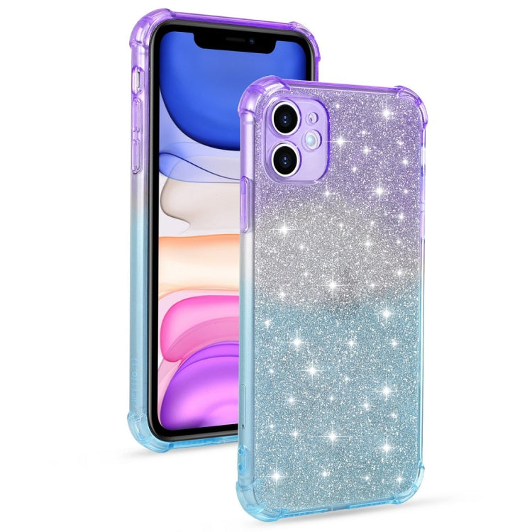 For iPhone 11 Pro Max Gradient Glitter Powder Shockproof TPU Protective Case