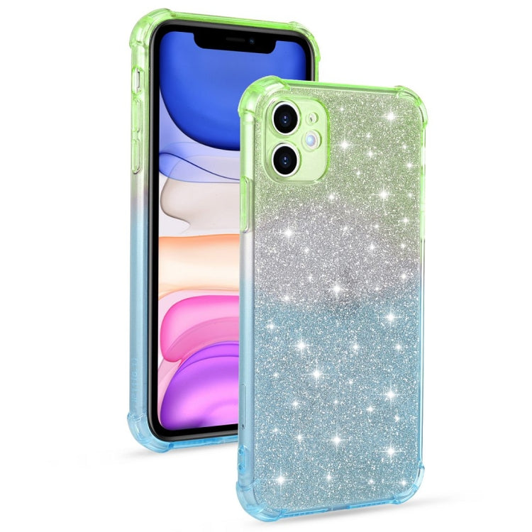 For iPhone 11 Pro Max Gradient Glitter Powder Shockproof TPU Protective Case