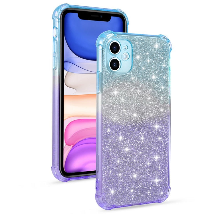 For iPhone 11 Pro Max Gradient Glitter Powder Shockproof TPU Protective Case