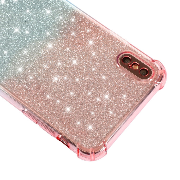 For iPhone X / XS Gradient Glitter Powder Shockproof TPU Protective Case
