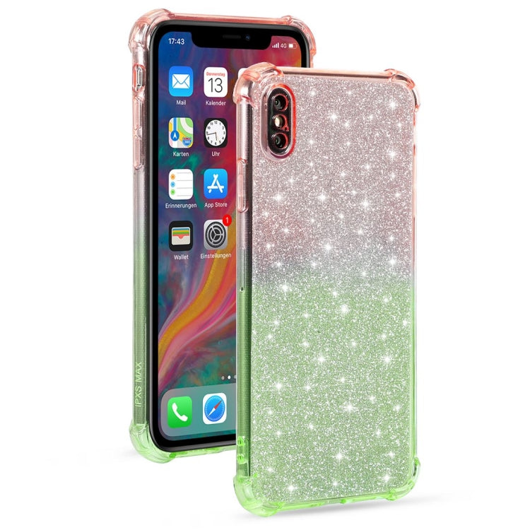 For iPhone X / XS Gradient Glitter Powder Shockproof TPU Protective Case