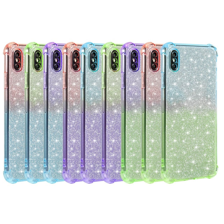 For iPhone X / XS Gradient Glitter Powder Shockproof TPU Protective Case