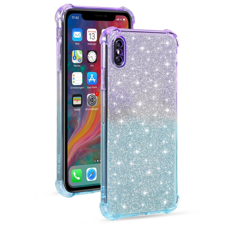 For iPhone X / XS Gradient Glitter Powder Shockproof TPU Protective Case