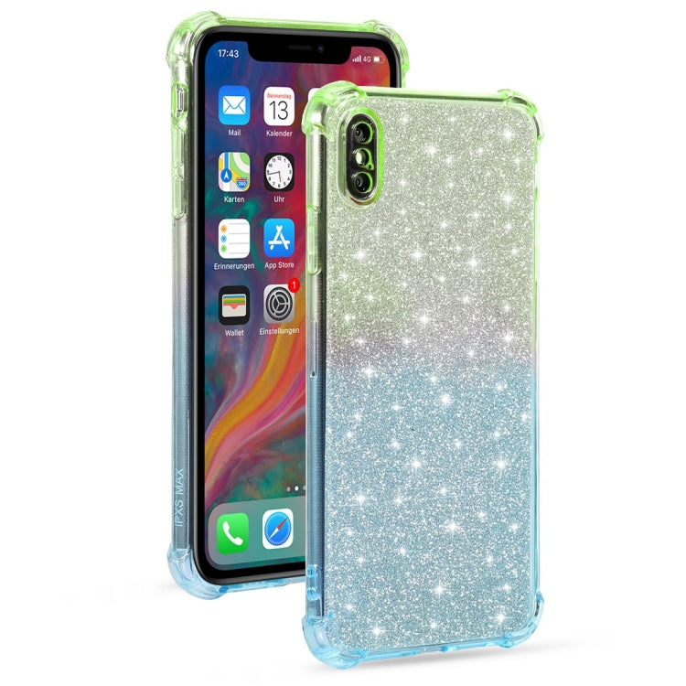 For iPhone X / XS Gradient Glitter Powder Shockproof TPU Protective Case