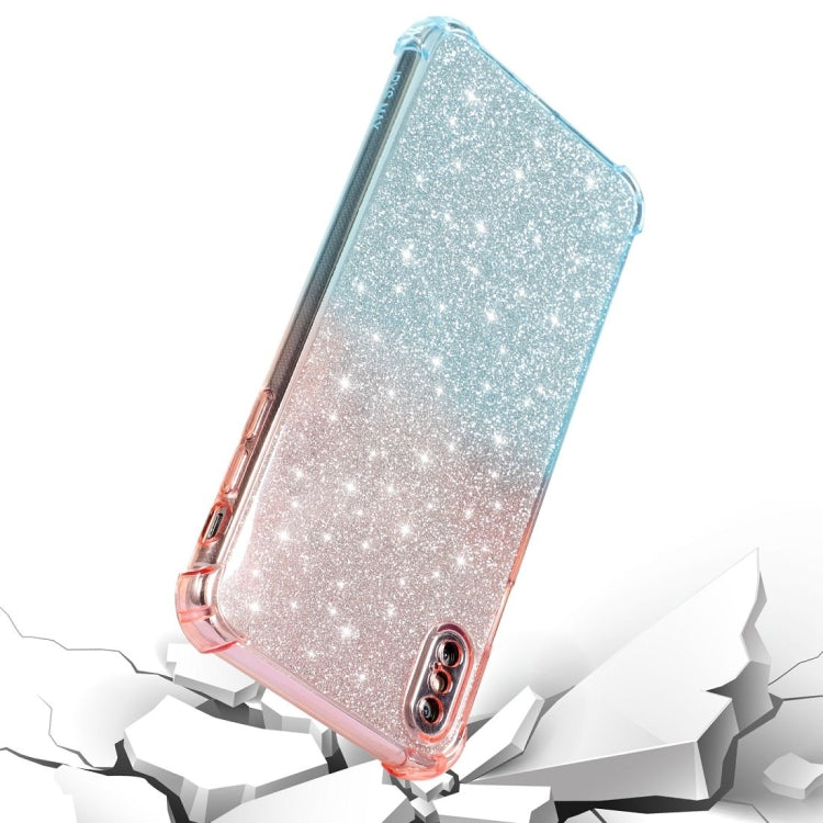 For iPhone X / XS Gradient Glitter Powder Shockproof TPU Protective Case