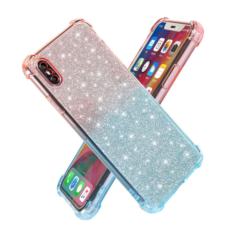 For iPhone XR Gradient Glitter Powder Shockproof TPU Protective Case
