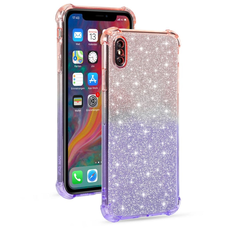 For iPhone XR Gradient Glitter Powder Shockproof TPU Protective Case