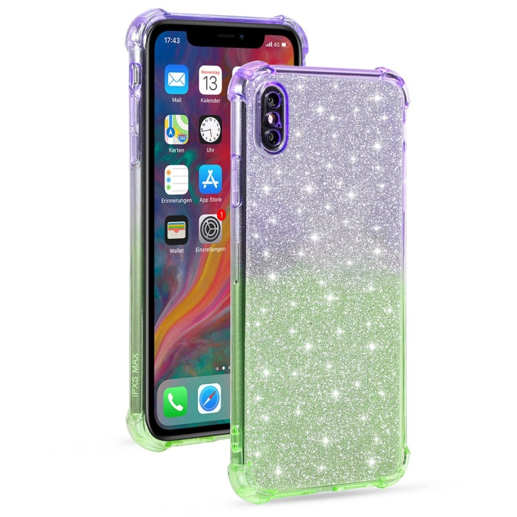 For iPhone XS Max Gradient Glitter Powder Shockproof TPU Protective Case