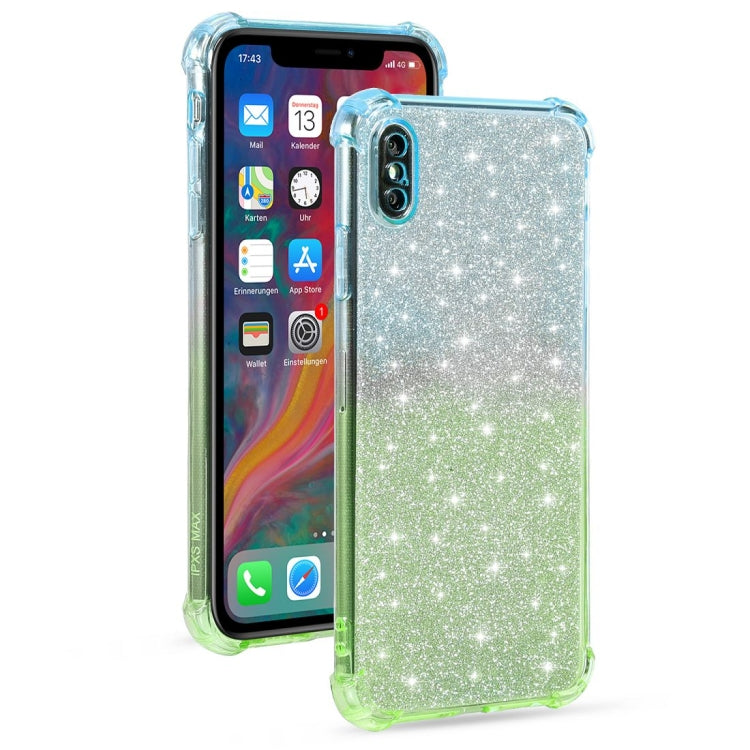 For iPhone XS Max Gradient Glitter Powder Shockproof TPU Protective Case