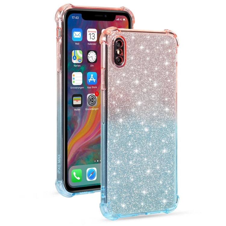 For iPhone XS Max Gradient Glitter Powder Shockproof TPU Protective Case