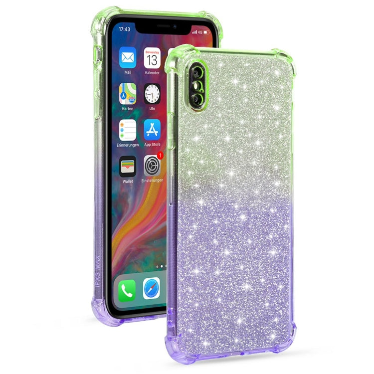 For iPhone XS Max Gradient Glitter Powder Shockproof TPU Protective Case