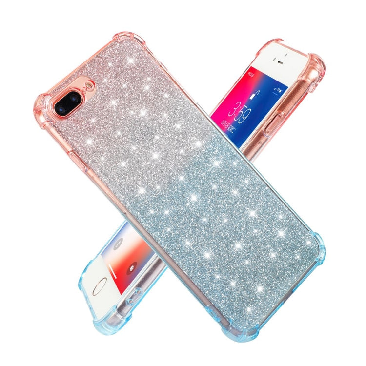 For iPhone 8 / 7 Gradient Glitter Powder Shockproof TPU Protective Case