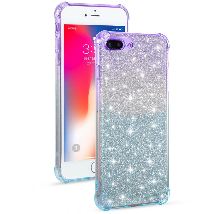 For iPhone 8 / 7 Gradient Glitter Powder Shockproof TPU Protective Case