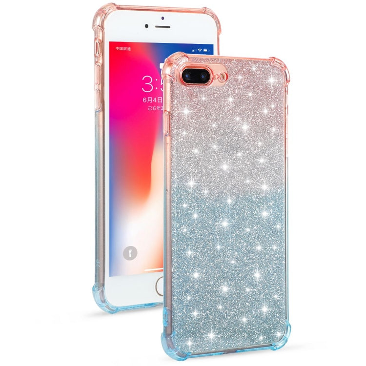 For iPhone 8 / 7 Gradient Glitter Powder Shockproof TPU Protective Case