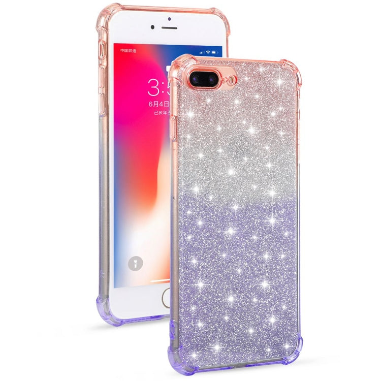 For iPhone 8 / 7 Gradient Glitter Powder Shockproof TPU Protective Case