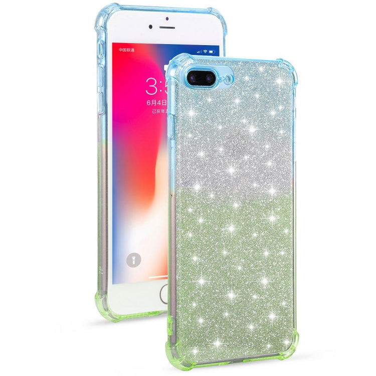For iPhone 8 Plus / 7 Plus Gradient Glitter Powder Shockproof TPU Protective Case