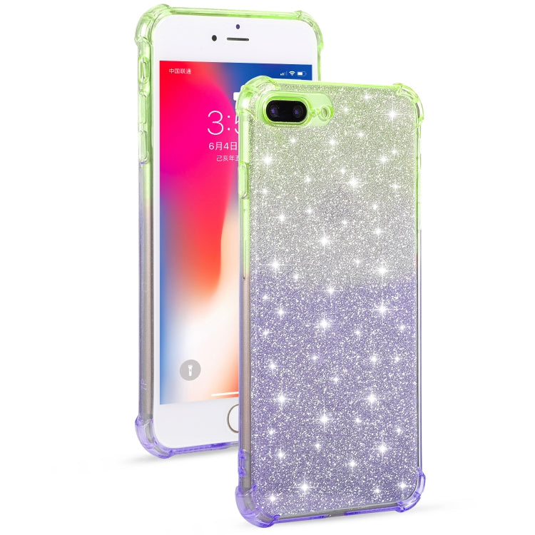 For iPhone 8 Plus / 7 Plus Gradient Glitter Powder Shockproof TPU Protective Case