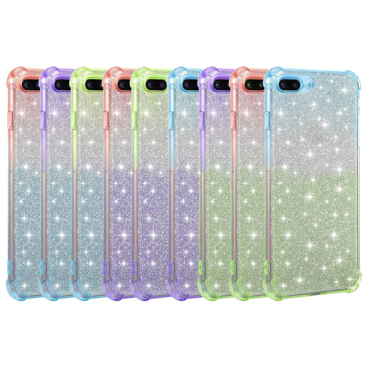 For iPhone 8 Plus / 7 Plus Gradient Glitter Powder Shockproof TPU Protective Case