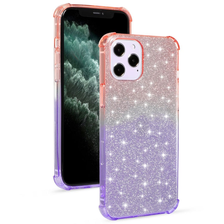 For iPhone 12 / 12 Pro Gradient Glitter Powder Shockproof TPU Protective Case