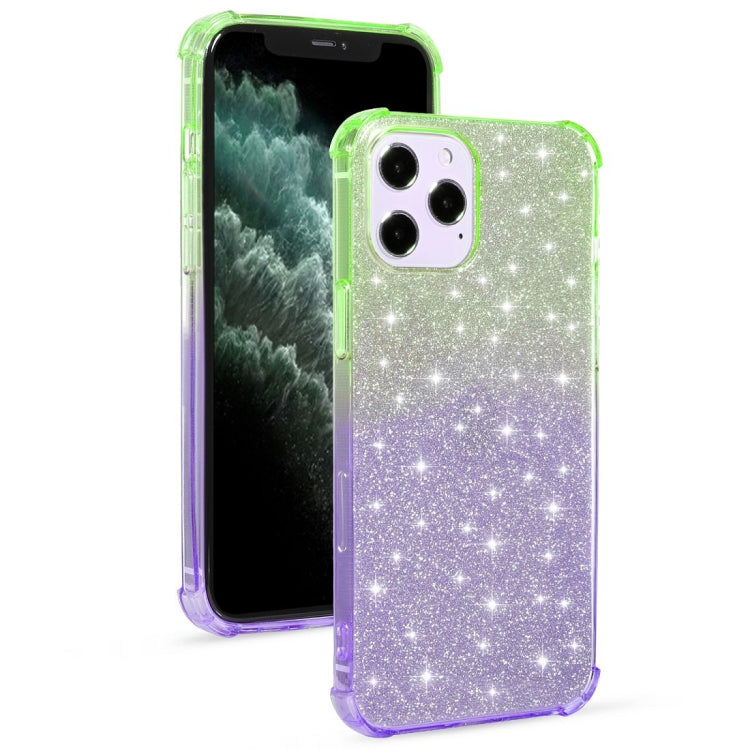For iPhone 12 / 12 Pro Gradient Glitter Powder Shockproof TPU Protective Case