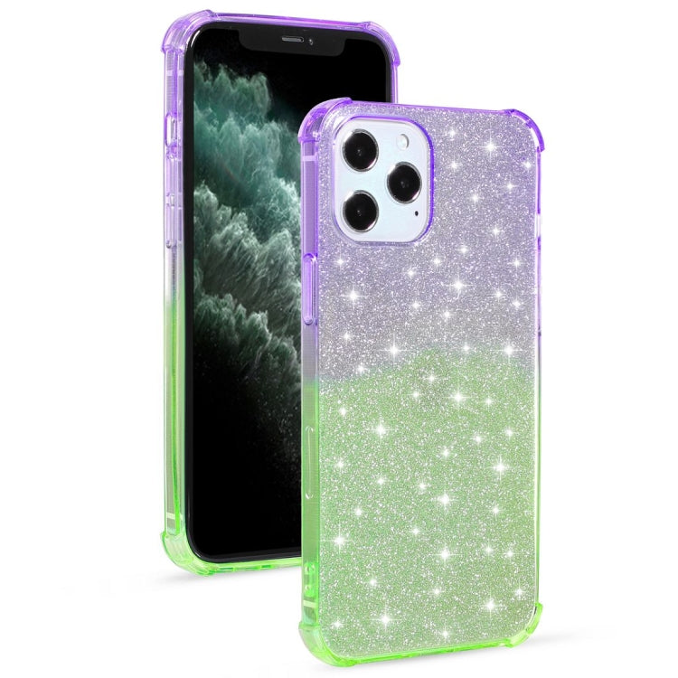 For iPhone 12 Pro Max Gradient Glitter Powder Shockproof TPU Protective Case
