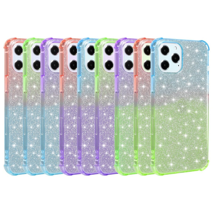 For iPhone 12 Pro Max Gradient Glitter Powder Shockproof TPU Protective Case
