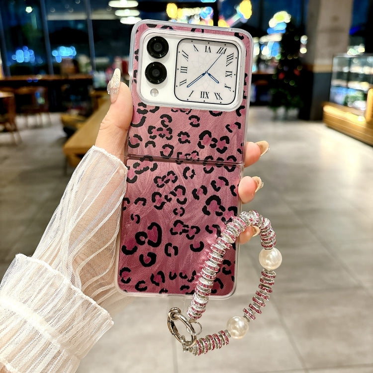 For Huawei nova Flip Feather Leopard Pattern Integrated Phone Case with Bracelet