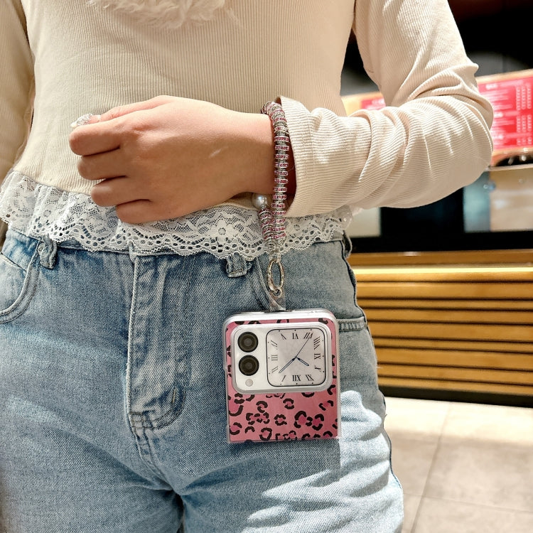 For Huawei nova Flip Feather Leopard Pattern Integrated Phone Case with Bracelet