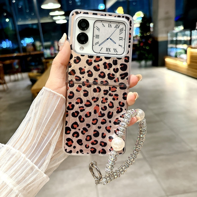 For Huawei nova Flip Feather Leopard Pattern Integrated Phone Case with Bracelet