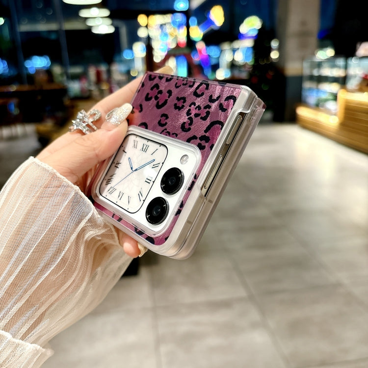 For Huawei nova Flip Feather Leopard Pattern Integrated Phone Case with Bracelet