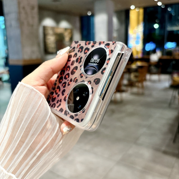For Huawei Pocket 2 Feather Leopard Pattern Integrated Phone Case with Bracelet